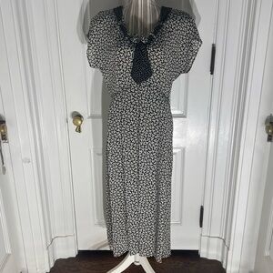 Virgo II size 12 vintage dress black pattern shoulder pads 90s cottagecore D293